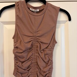 Zara Ruched Tank Top in Mauve
